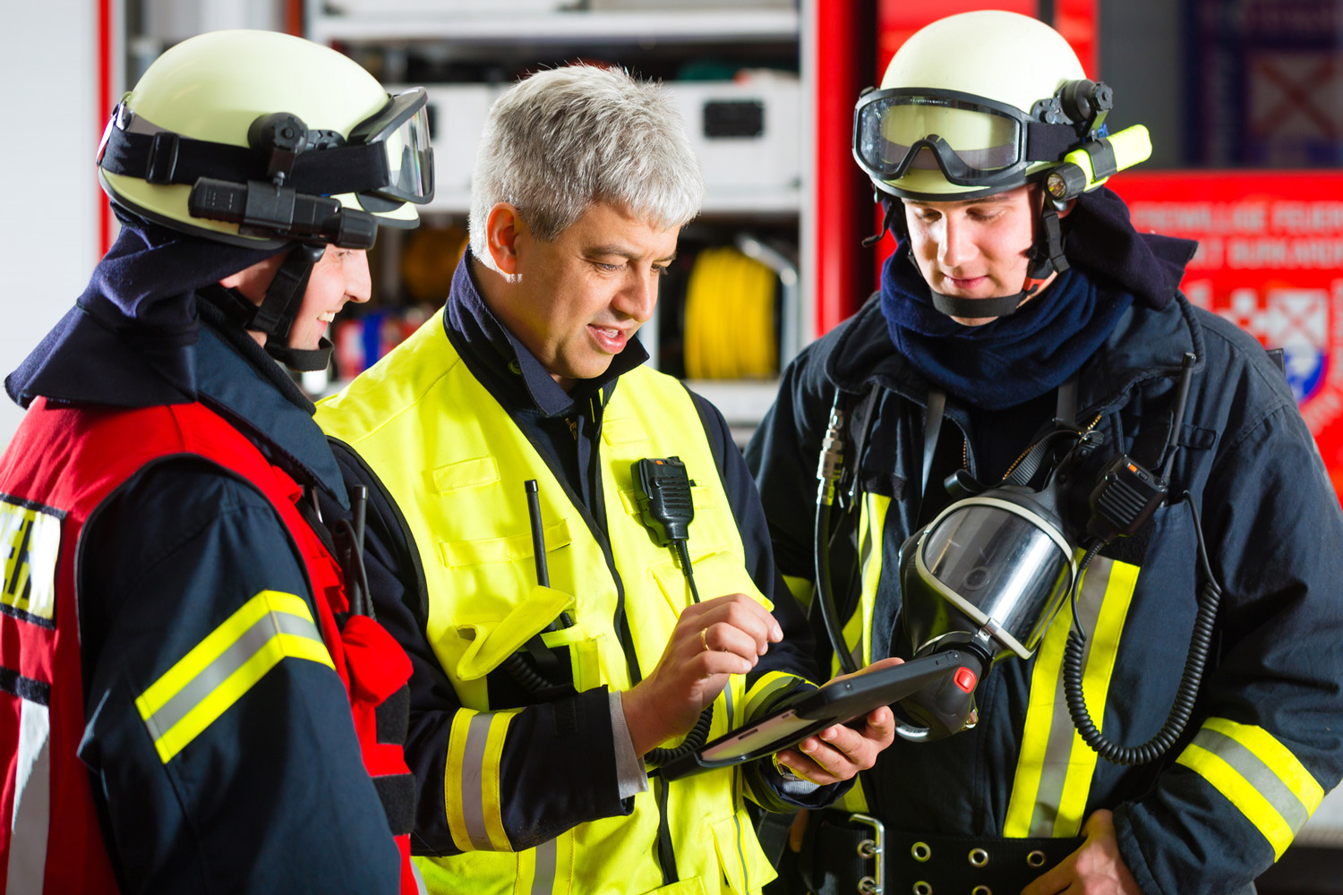 Firefighters responding to an emergency